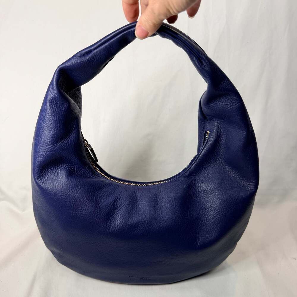 Fred Segal Blue Pebbled Leather Hobo Shoulder Bag Handbag